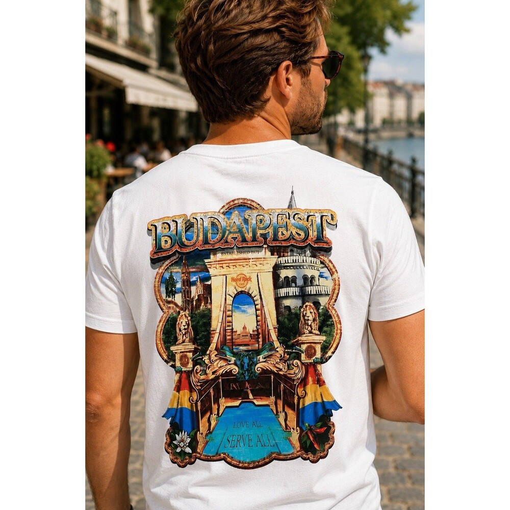 Hard Rock Cafe Budapest T Shirt Mens Small White Graphic Travel Tourist Cotton